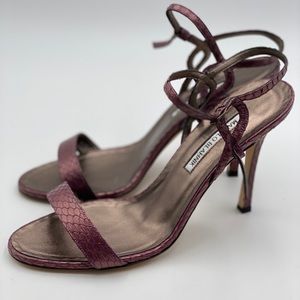 Manolo Blahnik Snake Embossed Leather Heels
